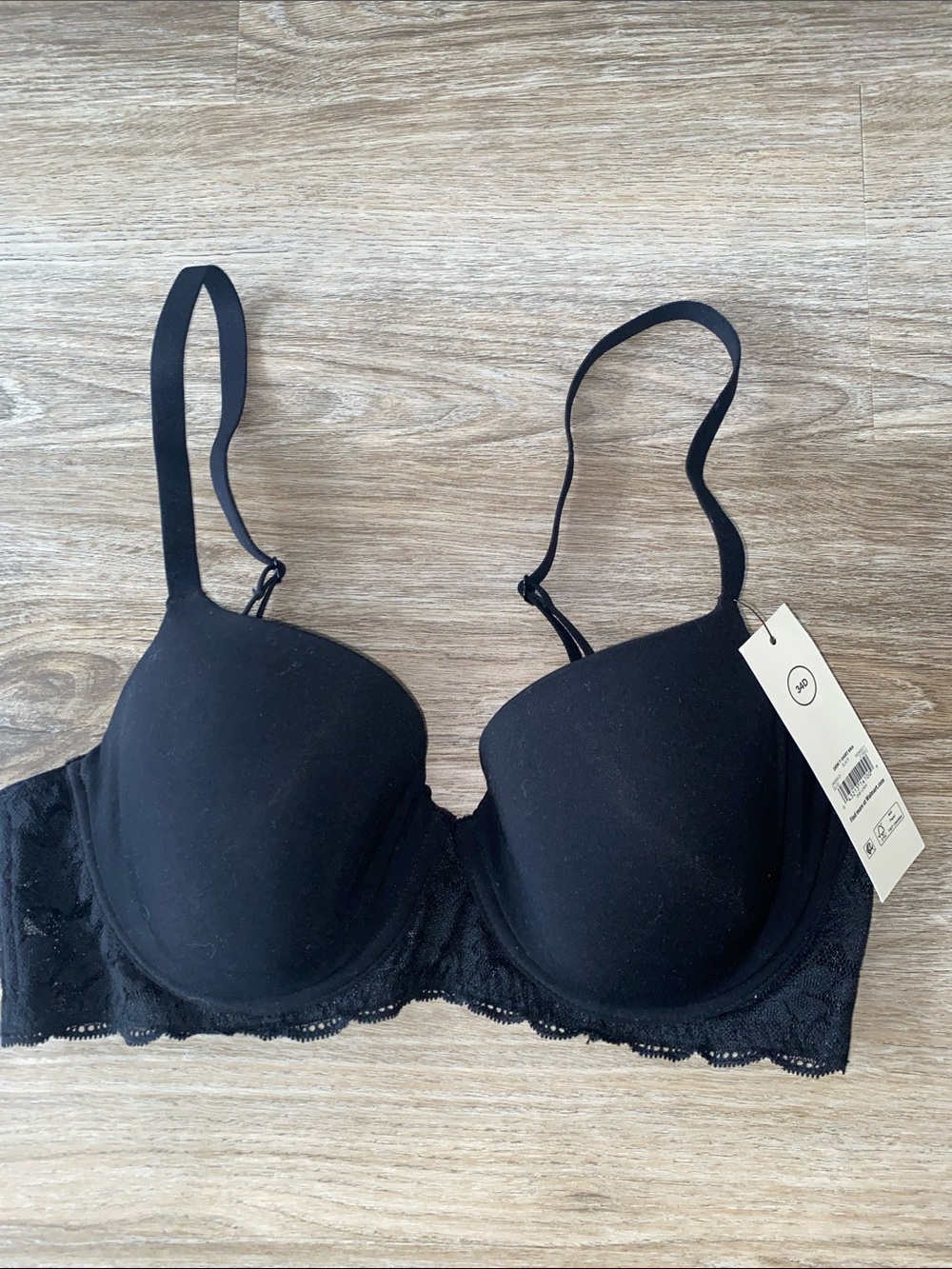 No Boundaries Black Lace-Trim Padded Bra